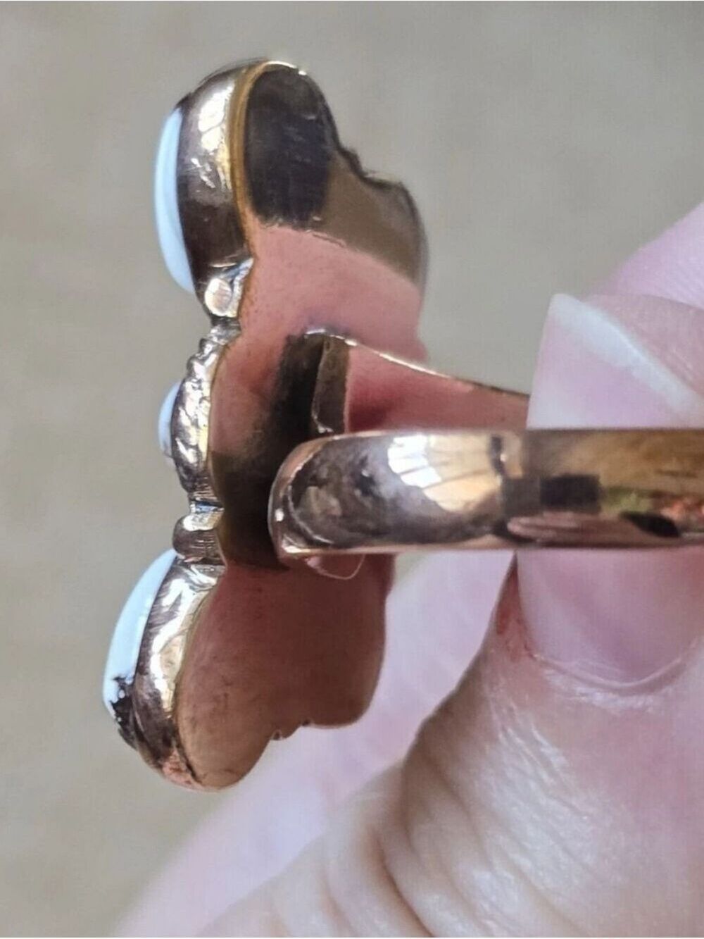 Wild Horse Magnesite Half Moon  Cluster Ring In Copper - Picture 2 of 3